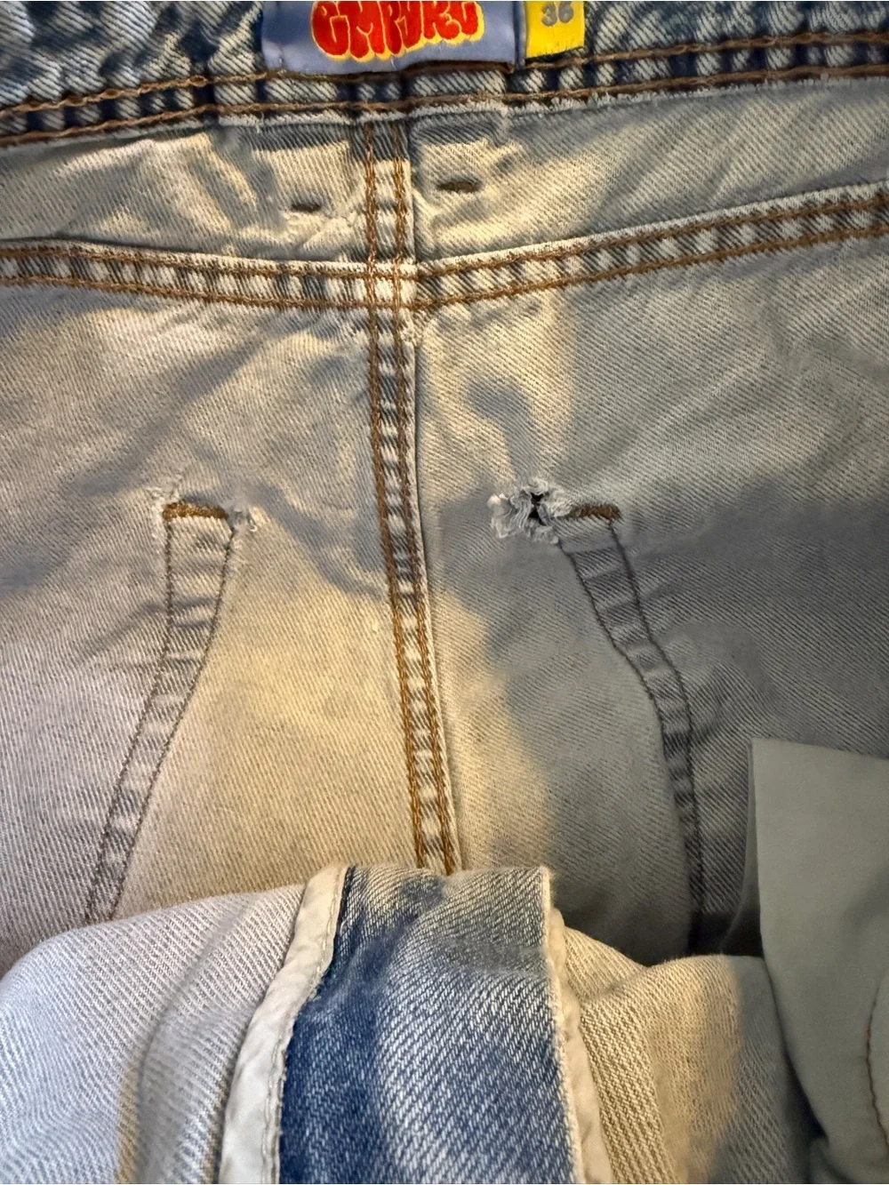 Empyre Relax Jeans Mens 36 Light Wash Baggy Wide Leg Skate Denim Y2K 100% Cotton